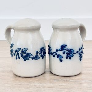 Salmon Falls Pottery Salt & Pepper Shakers Blueberry Vine Stoneware Pottery SEE